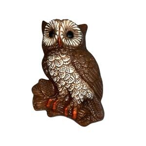 Vintage retro 70s  brown Owl wall plaque/hanging HOMCO Owl